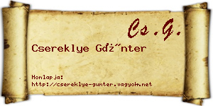 Csereklye Günter névjegykártya